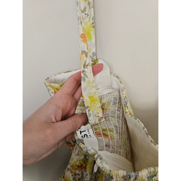 ASTR the Label Women's Beige Yellow Floral Milkmaid Mini Dress NWOT Size X-Large - Picture 11 of 16